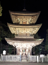 日吉神社　三重塔（ライトアップ）